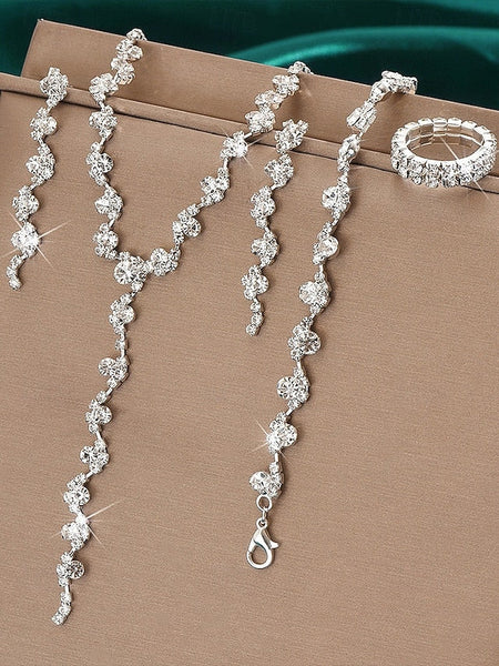 – Jewelry Gold Elegant Rhinestone Set Necklace FashionChic