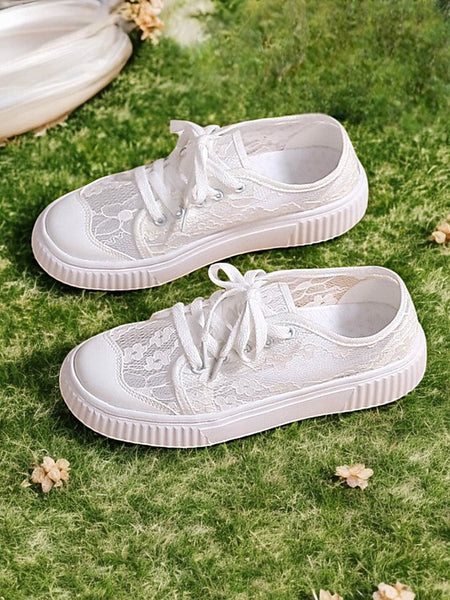 Sneakers for Wedding Floral Bridal Casual – Women Lace Shoes FashionChic