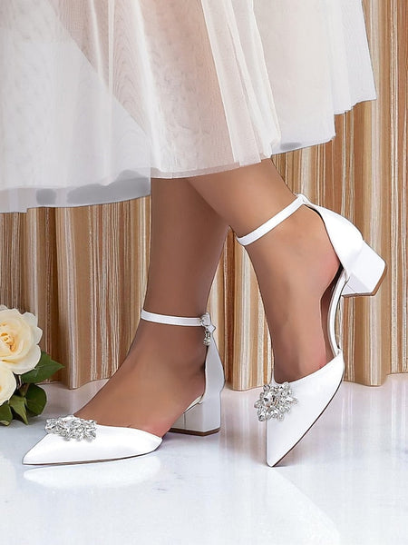 with Block Shoes Satin Burgundy Wedding Women's Heel FashionChic