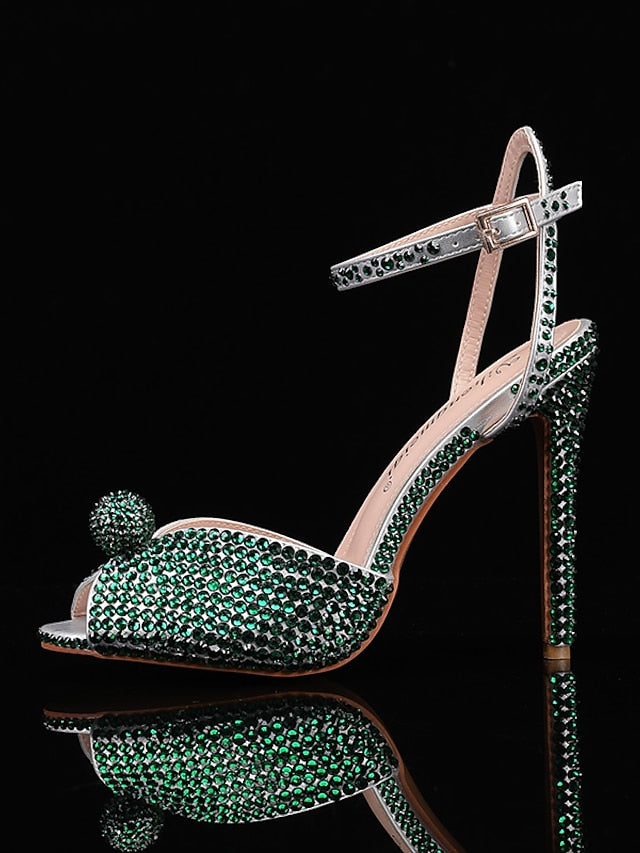Sandals Rhinestone Embellished Stiletto Women's Heel with FashionChic