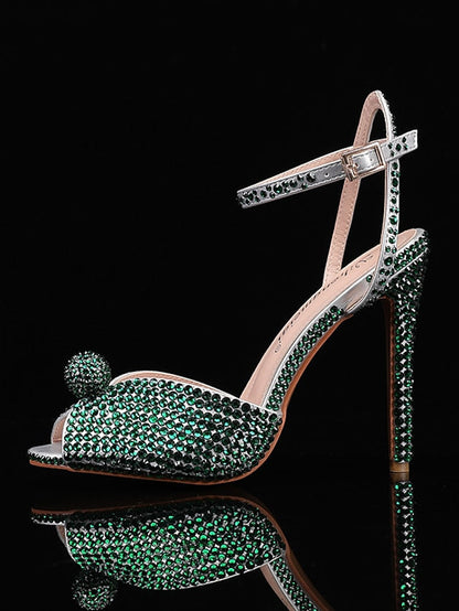 Stiletto Embellished with Sandals Heel Rhinestone Women's FashionChic