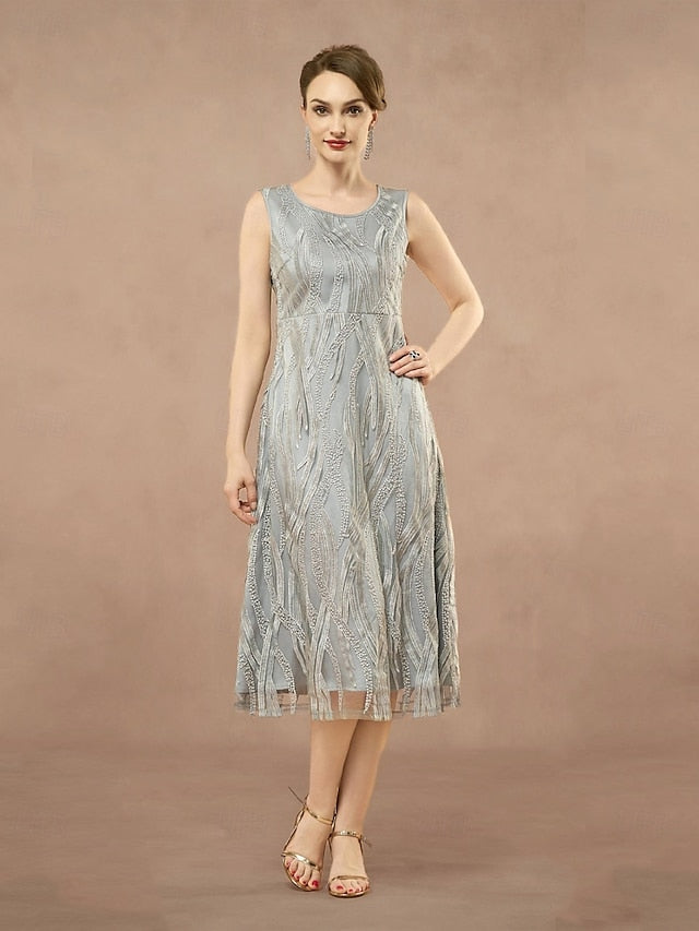 A-Line Neck the Two Jewel of Pieces Dress Bride Elegant Mother FashionChic