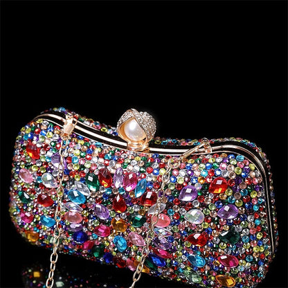 Multicolor Crystal Luxury Clutch – Women's Evening FashionChic