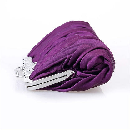 White – Women's Elegant Evening Pleated Satin Clutch FashionChic