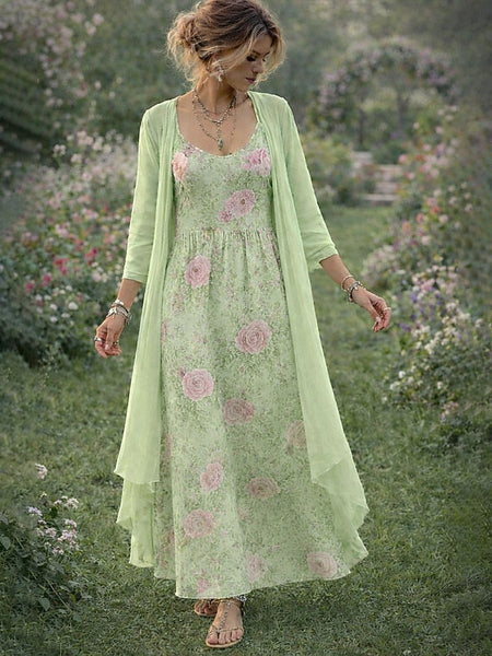 Women's Dress Set A Line Dress Vacation Boho Floral Graphic FashionChic