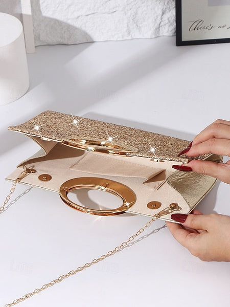 Evening Gold with Women's Silver Clutch Glitter Bag FashionChic