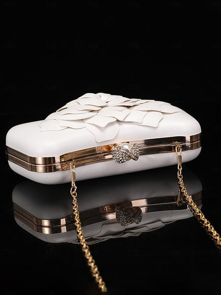 Shoes Bridal – Clutch Matching Floral-Embellished White with FashionChic