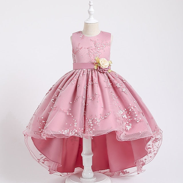 Sleeveless Floral Girls' Kids Solid Dress Wedding Colored FashionChic