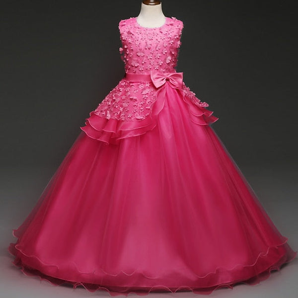 Girls' Flower Girl Solid Dress Colored Kids FashionChic