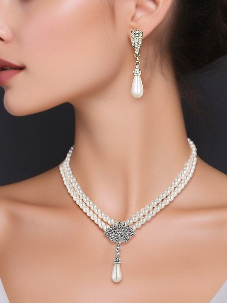 Double-Layer Set Bridal Pearl – Jewelry Necklace Elegant FashionChic