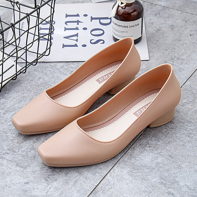 Heel Low Slip-On Pumps Black Classic Women's Toe – Round FashionChic