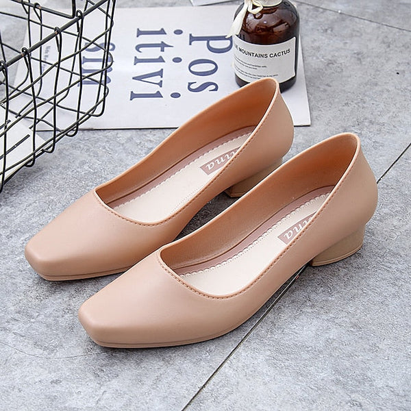 Heel Low Slip-On Pumps Black Classic Women's Toe – Round FashionChic