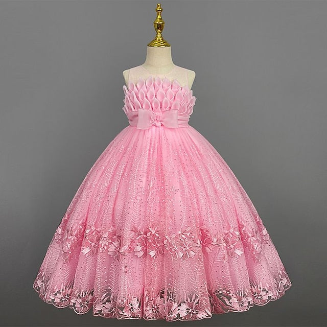 Colored Flower Solid Kids Dress Girl Girls' FashionChic