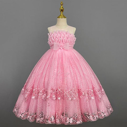 Colored Flower Solid Kids Dress Girl Girls' FashionChic