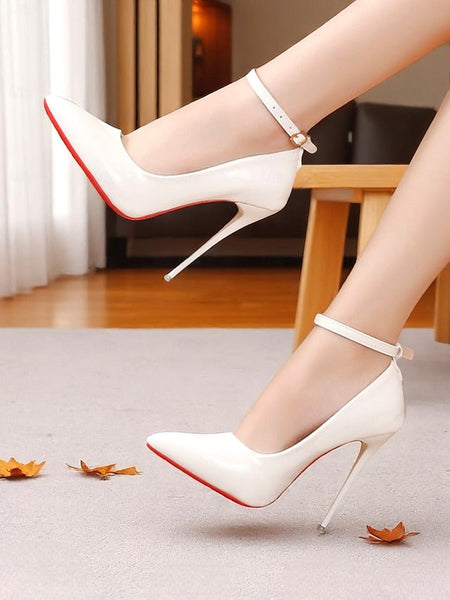 with Women's Heels Black Patent Stiletto Ankle Leather FashionChic