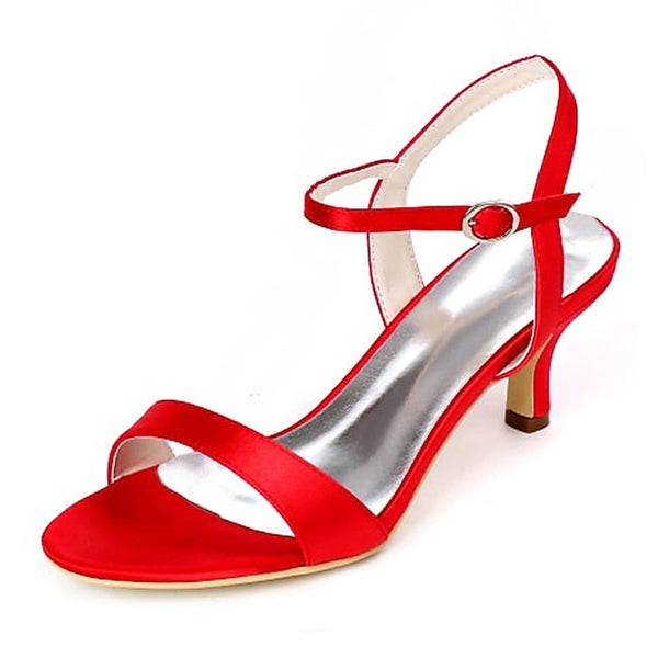 Satin Heels Wedding Adjustable Ankle Women's with Gold FashionChic