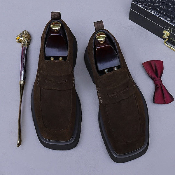 Men's Business Suede Cowhide Loafers -Classic Leather FashionChic
