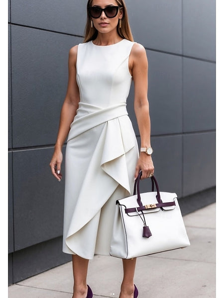 Women's Midi Dress Sheath Dress Summer Dress Ruched Dress FashionChic