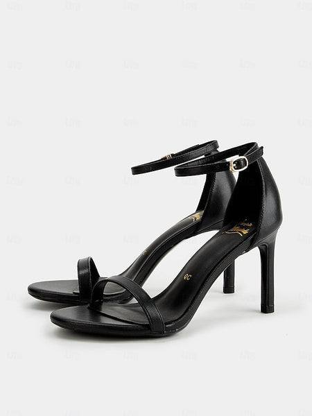 Elegant Sandals Open-Toe Strap for Black Ankle Women - Stiletto FashionChic
