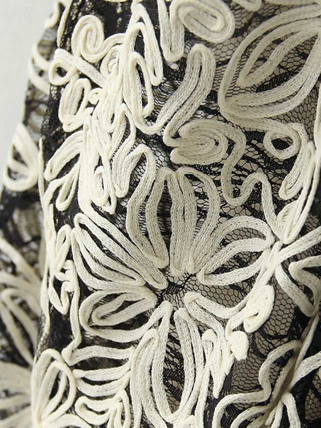 Elegant Floral Mother of Pantsuit Piping Bride Lace Dress the FashionChic