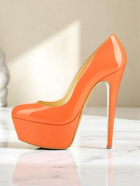 Platform Black Women's Pointed-Toe and with Heels Patent FashionChic