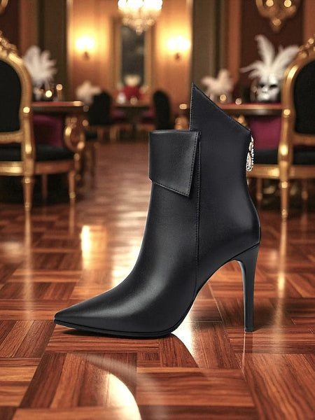 Boots Toe Women's Metallic Pointed Ankle - Stiletto Gold FashionChic