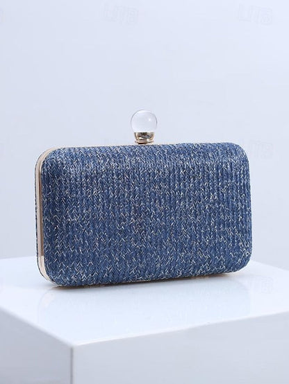 Straw Pearl Elegant Clutch Stylish with Purse - Clasp FashionChic
