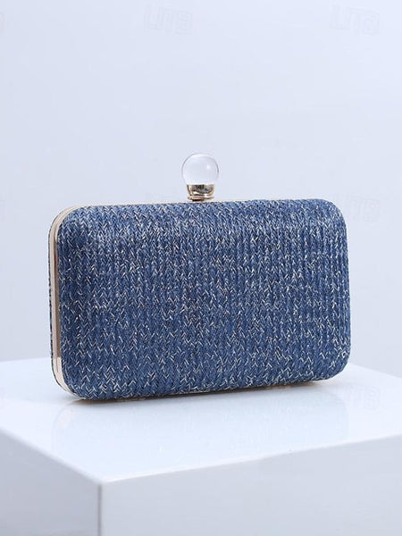 Straw Pearl Elegant Clutch Stylish with Purse - Clasp FashionChic