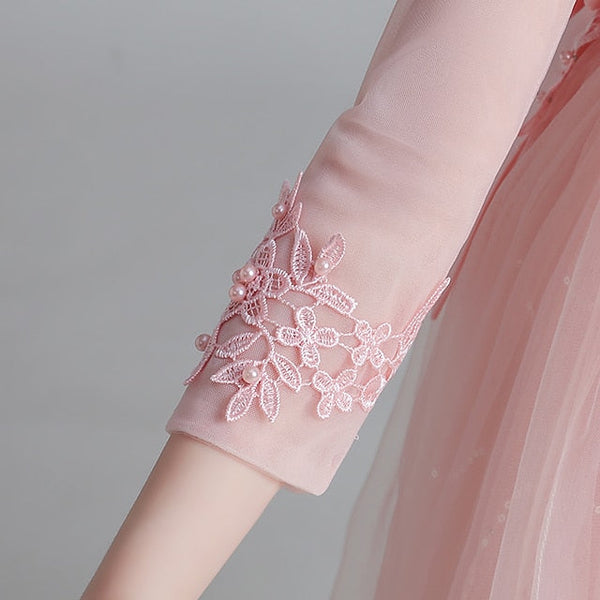 Kids Long Girls' Flower Dress Floral Sleeve Girl FashionChic