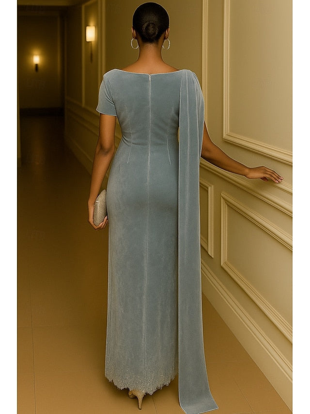 Sheath Column Formal Elegant Blue Gown Dress Evening Black / FashionChic