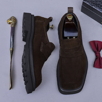 Men's Business Suede Cowhide Loafers -Classic Leather FashionChic