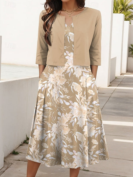 Women's Two Piece Dress Sets Midi Dress with Jacket Elegant FashionChic