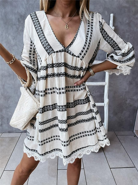 Women's Mini Dress Casual Dress Long Sleeve Boho Dress