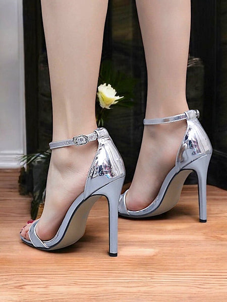 Metallic – Heel Sleek Women Wedding Sandals Stiletto for FashionChic
