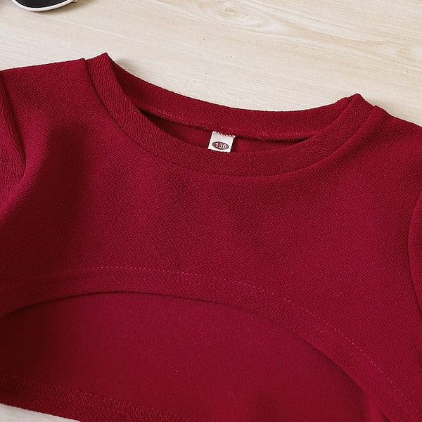 Pieces Girls' Suits 2 Dress Kids Long Color Set Block FashionChic