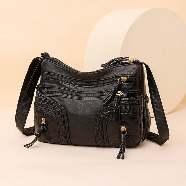 Leather Women's Faux Shoulder Brown Vintage Bag – Boho FashionChic