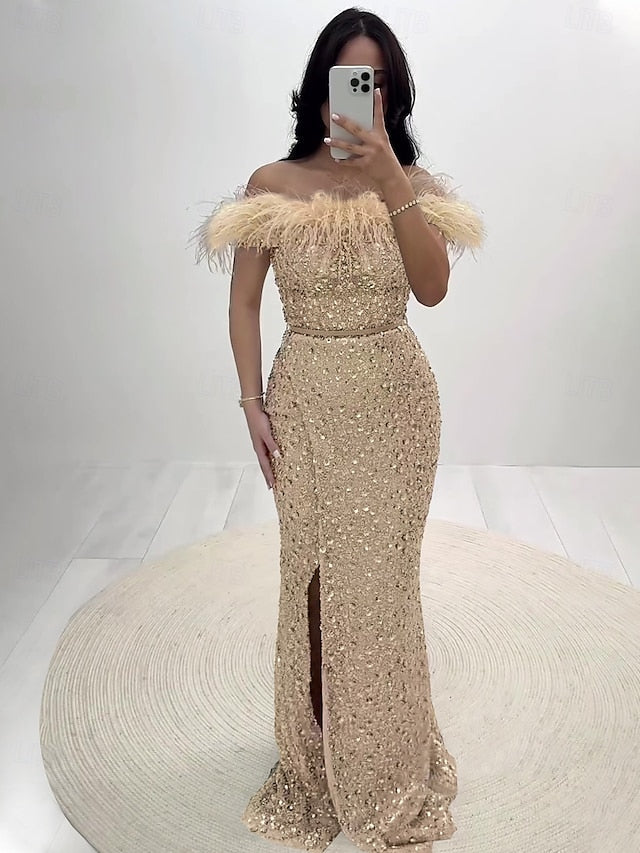 Dress Gown Elegant Evening Floor Formal Mermaid Length FashionChic