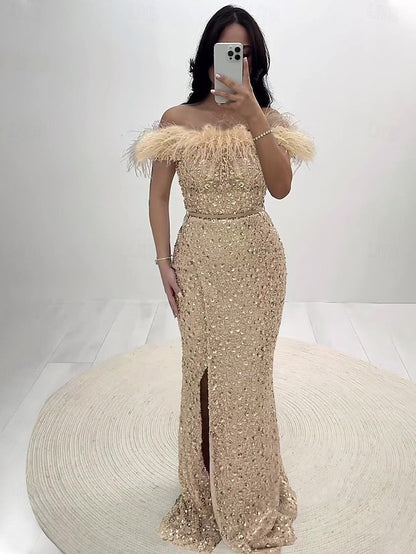 Dress Gown Elegant Evening Floor Formal Mermaid Length FashionChic