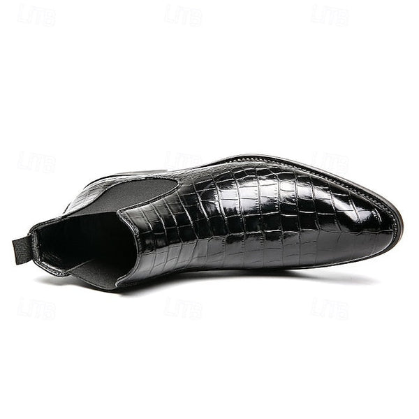 Boots – Chelsea Brown Men's Crocodile Pattern Slip-On FashionChic