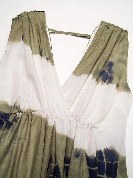 Tie-dye Printed Sleeveless Maxi Dress