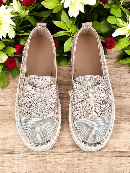 Sparkling Women – for Rhinestone Glittery Loafers Slip-On FashionChic