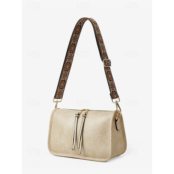 Bag Adjustable Leather Brown Faux Women's Shoulder with FashionChic