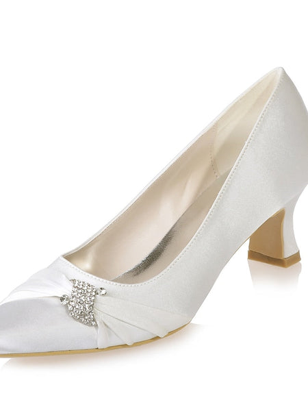 Kitten Women's Bow Blue with Rhinestone Royal Satin Heels FashionChic