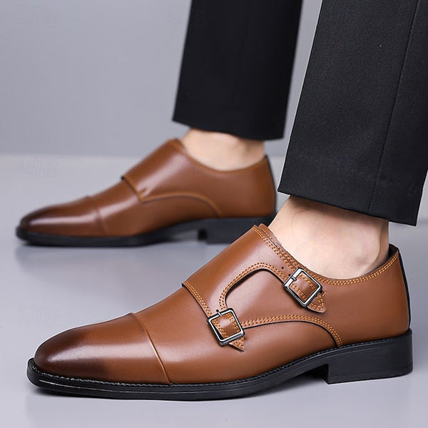 Strap Double – Men's Leather Elegant Shoes Monk Dress FashionChic