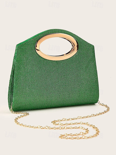 Gold Glitter Women's Clutch Bag with Handle Evening FashionChic