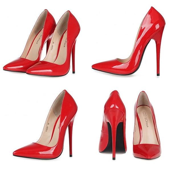 - Leather Sexy Stiletto Black Women's High Heels Patent FashionChic