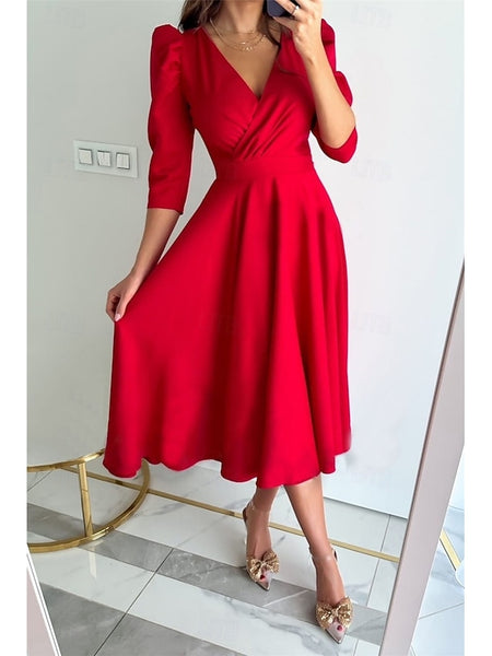 Women's Midi Dress Wrap Dress A Line Dress Casual Daily