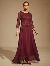 Women's Maxi Dress Chiffon Dress Lace Sequins Embroidered FashionChic