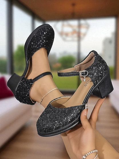 Jane Comfortable Mary Shoes Women's Low Lace Chunky - Heel FashionChic