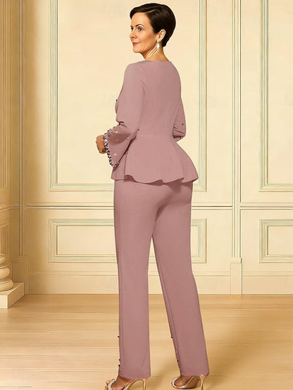 the V Length Jumpsuits Neck Ankle Bride Dress Mother of Elegant FashionChic